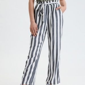 American Eagle AE Paper Bag Pants High-Waisted Striped